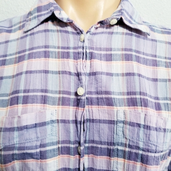 MADEWELL plaid print button shirt top blouse XS - Picture 4 of 6